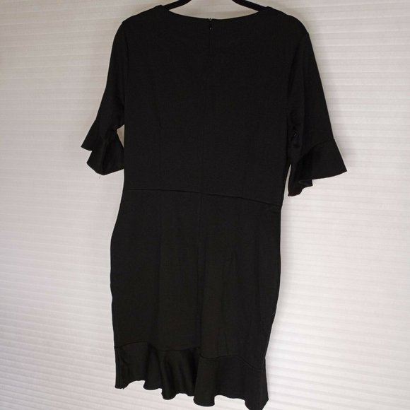 FORTRIC Womens Black Dress Bell Sleeves Ruffled XL - Picture 4 of 8
